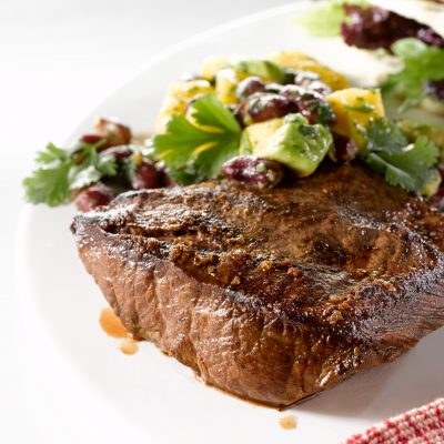 GRILLED STEAK WITH KIDNEY BEAN AND AVOCADO SALSA